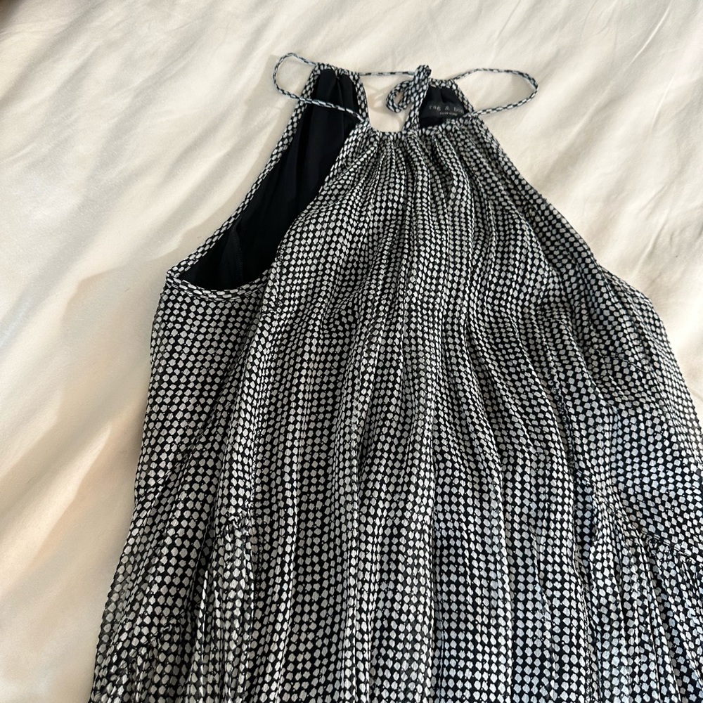 Black and white flowing dress